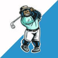 Silverback character playing golf vector