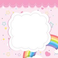 Blank banner with rainbow sky theme on pink background vector