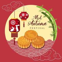 Chinese mid autumn festival background vector