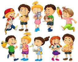 Group of young children cartoon character on white background vector