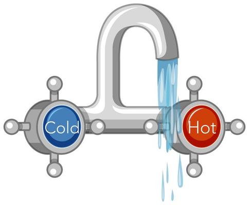 Water tap hot and cold cartoon style isolated