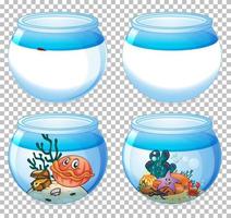 Set of different aquarium tanks isolated on transparent background vector