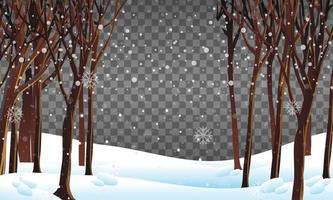 Nature scene in winter season theme with transparent background