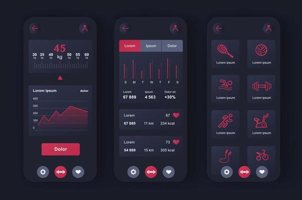 Fitness workout, unique neomorphic design kit