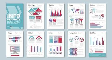 Infographic brochures, data visualization design template vector