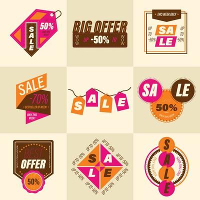 Set of retro sale badges