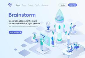 Brainstorm, isometric landing page vector