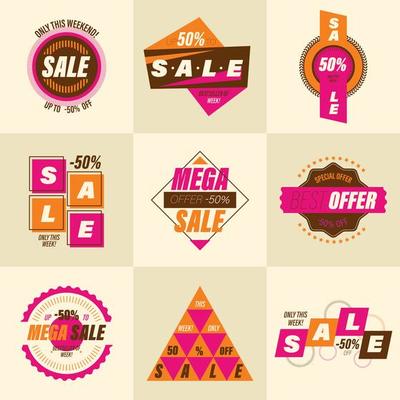 Set of retro sale badges