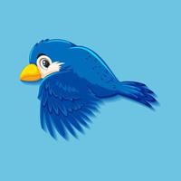 Cute blue bird cartoon character vector