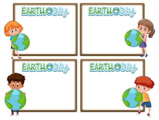 Set of border frame template with earth day theme background