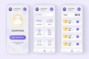 compras en línea, kit de diseño neomórfico único vector