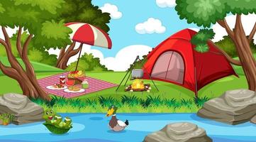 Camping or picnic in the nature park at daytime scene vector