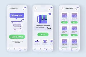 Shopping solution, unique neomorphic design kit vector