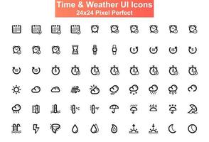 UI icons set, 24x24 grid vector