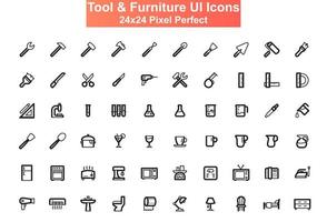 UI icons set, 24x24 grid vector