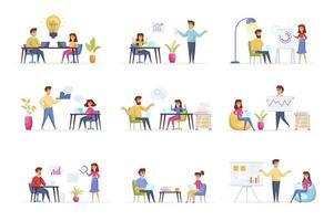 Business meeting scenes bundle vector