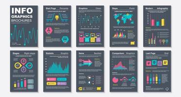 folletos infográficos, plantilla de diseño de visualización de datos vector