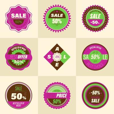 Set of retro sale badges