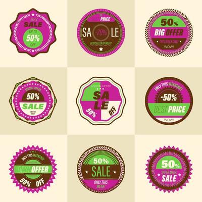 Set of retro sale badges