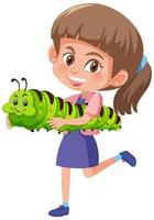 Girl holding cute animal cartoon character vector