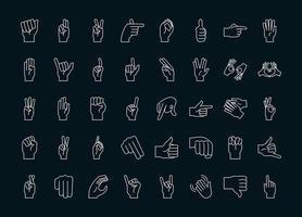 Sign language and hand gestures icon collection vector