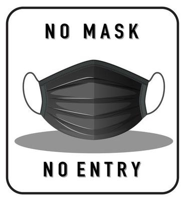 No mask no entry warning sign with mask object