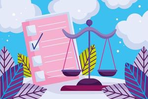 dibujos animados de escala de ley y justicia vector