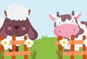 Cute animals in a farm vector