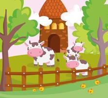 lindos animales en una granja. vector