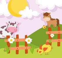 Cute animals in a farm vector