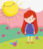 Little girl outdoors vector