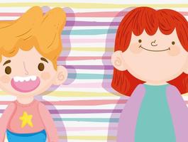 Little kids on a stripped background vector