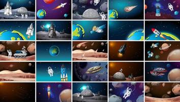 Large set of different space scenes vector