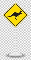 Kangaroo crossing sign isolated on transparent background vector