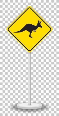 Kangaroo crossing sign isolated on transparent background