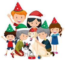 Isolated happy family celebrating Christmas vector