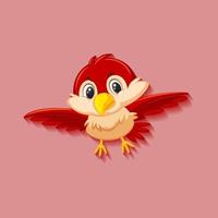 Cute red bird cartoon character vector