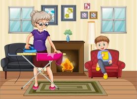 Scene with people in family relaxing at home vector