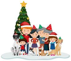 Isolated happy family celebrating Christmas vector