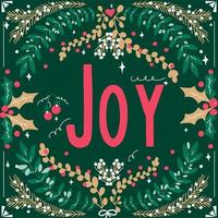 Hand drawn Joy typography and foliage vector