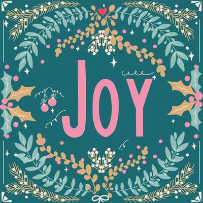 Hand drawn Joy typography and foliage