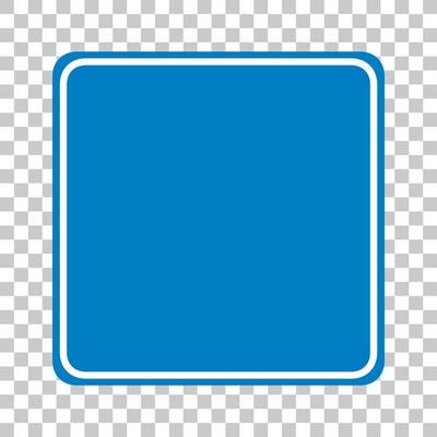 Blue traffic sign on transparent background