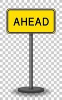 Yellow traffic warning sign on transparent background vector