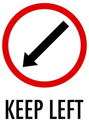 Keep left sign on white background