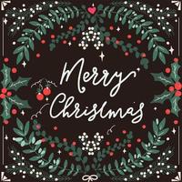 Hand drawn Merry Christmas typography and foliage vector