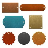 Set of different shaped leather labels vector