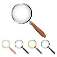 Realistic magnifying glass set on white vector