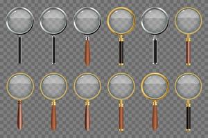 Realistic magnifying glass set vector