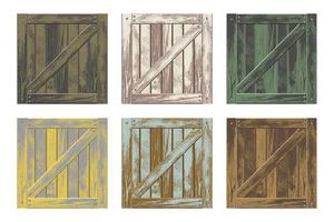 Colorful set of wooden crates vector