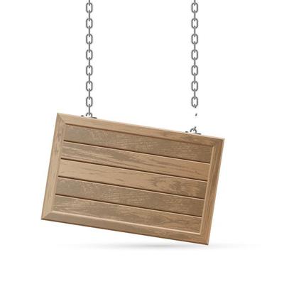 Wooden board with broken chain